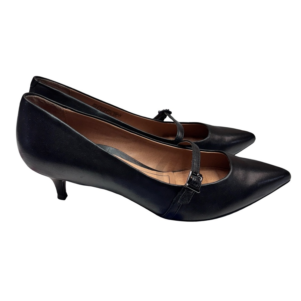Vionic Minnie Kitten Heel Maryjane Dress Shoes Black Leather Size 10 Wide